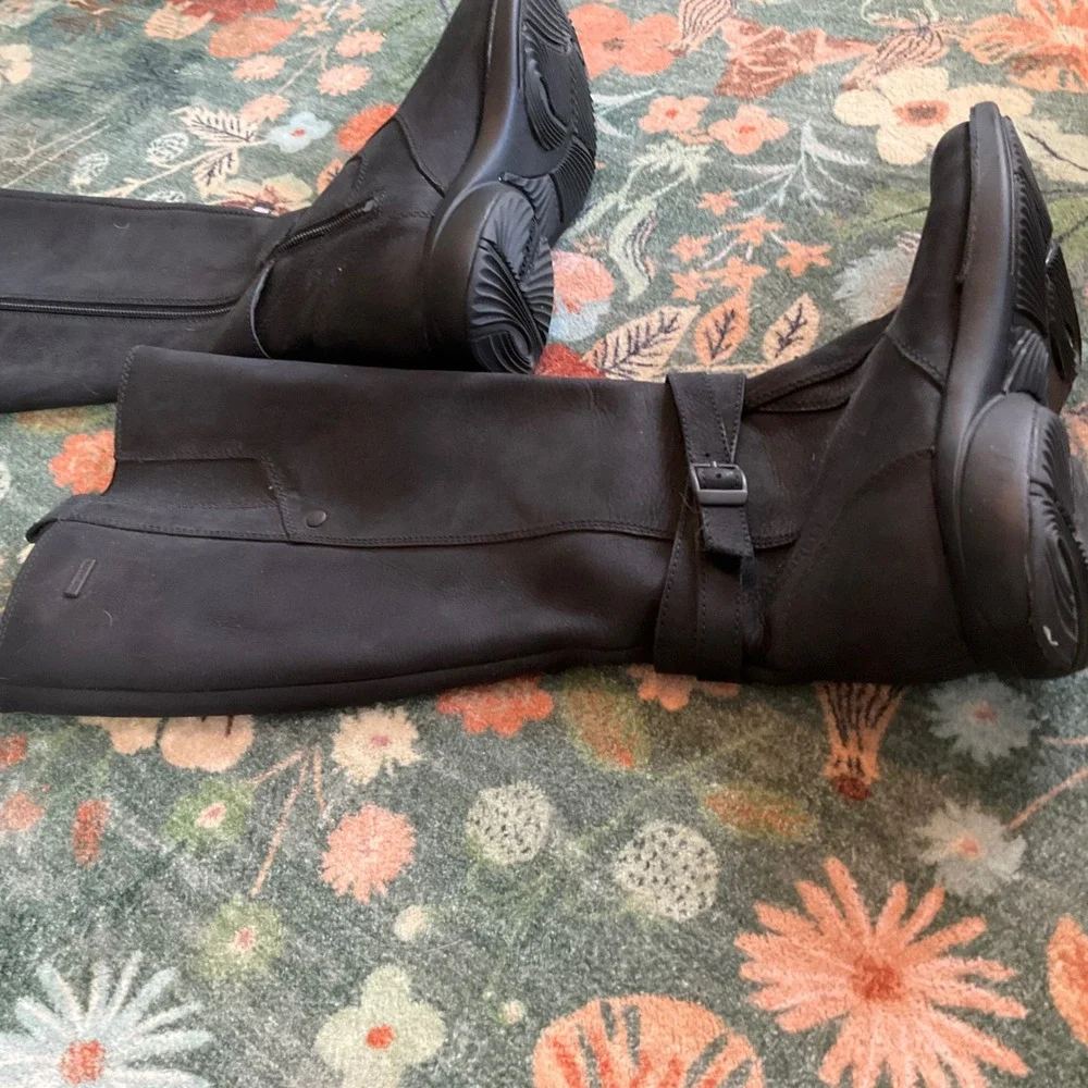 Merrell Tetra Strap Waterproof Boots Womens 7 Black Leather Tall J41146